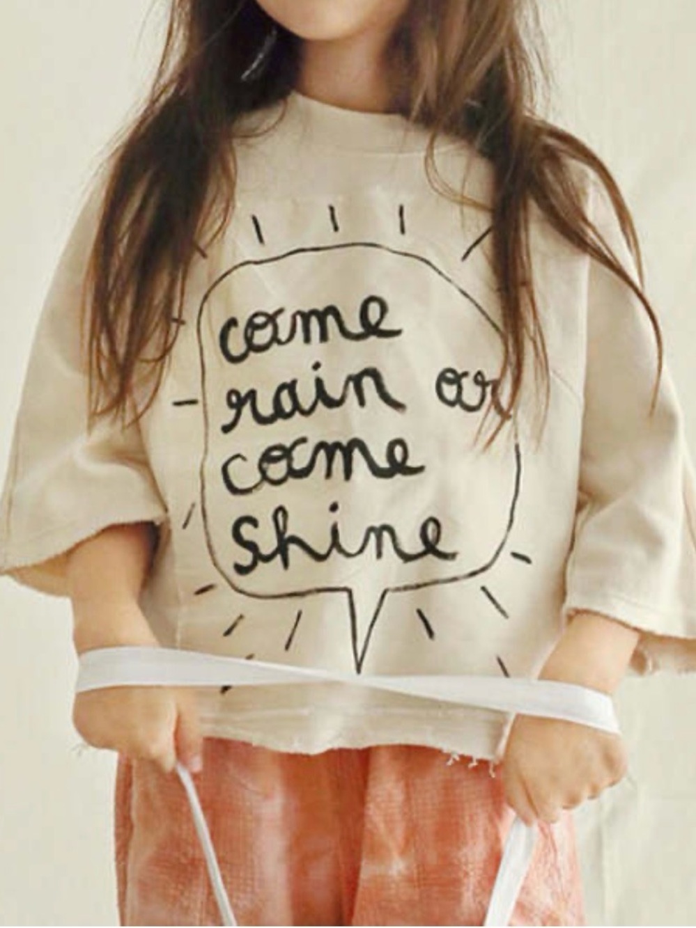 Tambere Kids ‘Nellie’ Cream Pullover Sweatshirt with 'Come Rain or Come Shine' 6